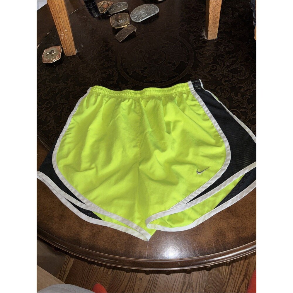 Nike Women's Running Shorts Dri-Fit Size Small Yellow W/ White & Black Trim